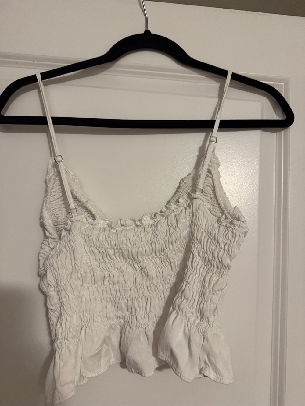 Zara White Smocked Ruffled Tank Top - Picture 2 of 2